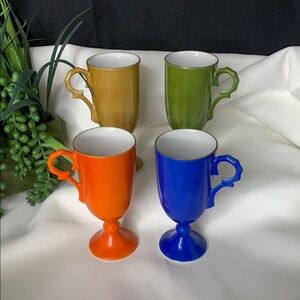 Set of 4 colorful vintage Otagiri OMC Japan expresso / demitasse mugs